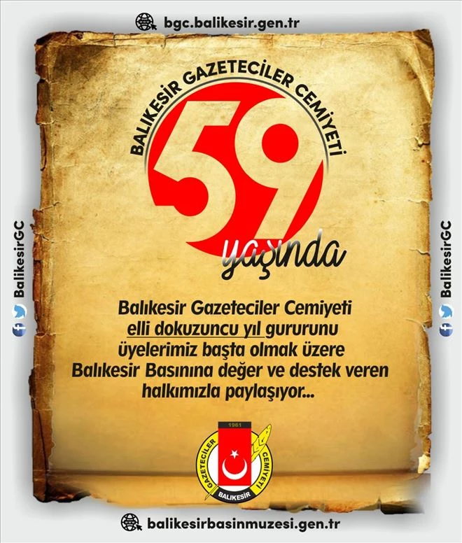 Balıkesir Gazeteciler Cemiyeti 59 yaşında 