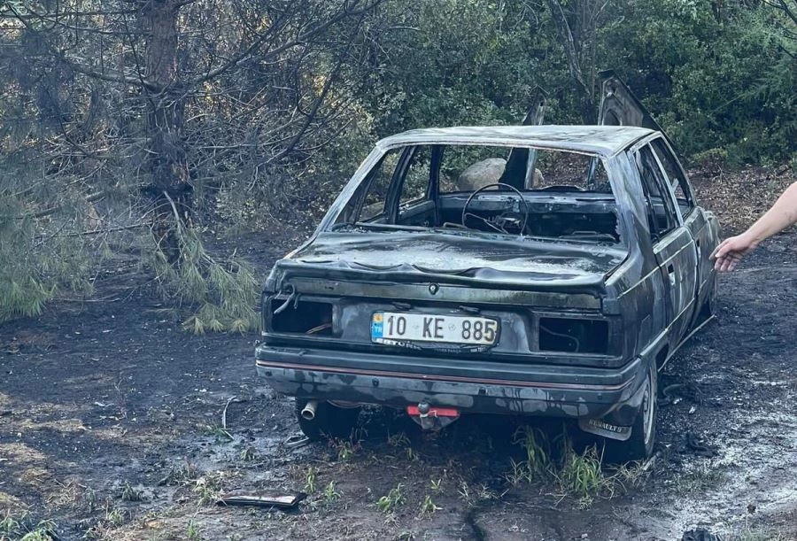 Park halindeki araç yandı 