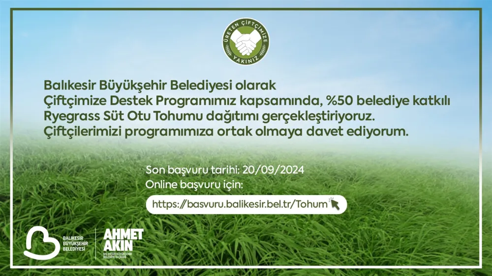 Büyükşehir’den çiftçiye yüzde 50 hibeli süt otu tohumu