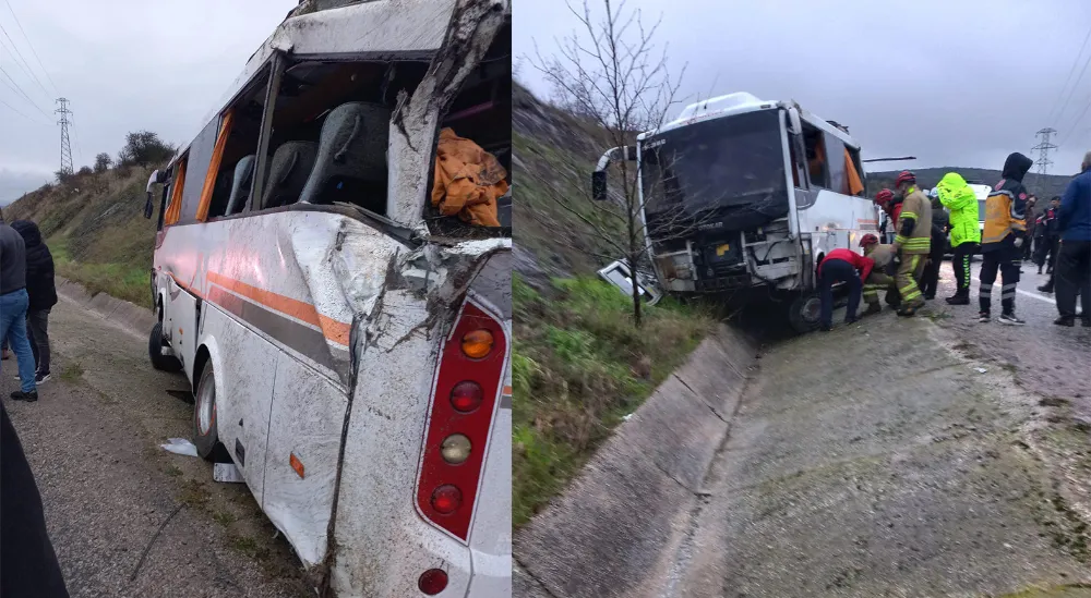 Gönen’de servis kaza yaptı: 25 işçi yaralandı