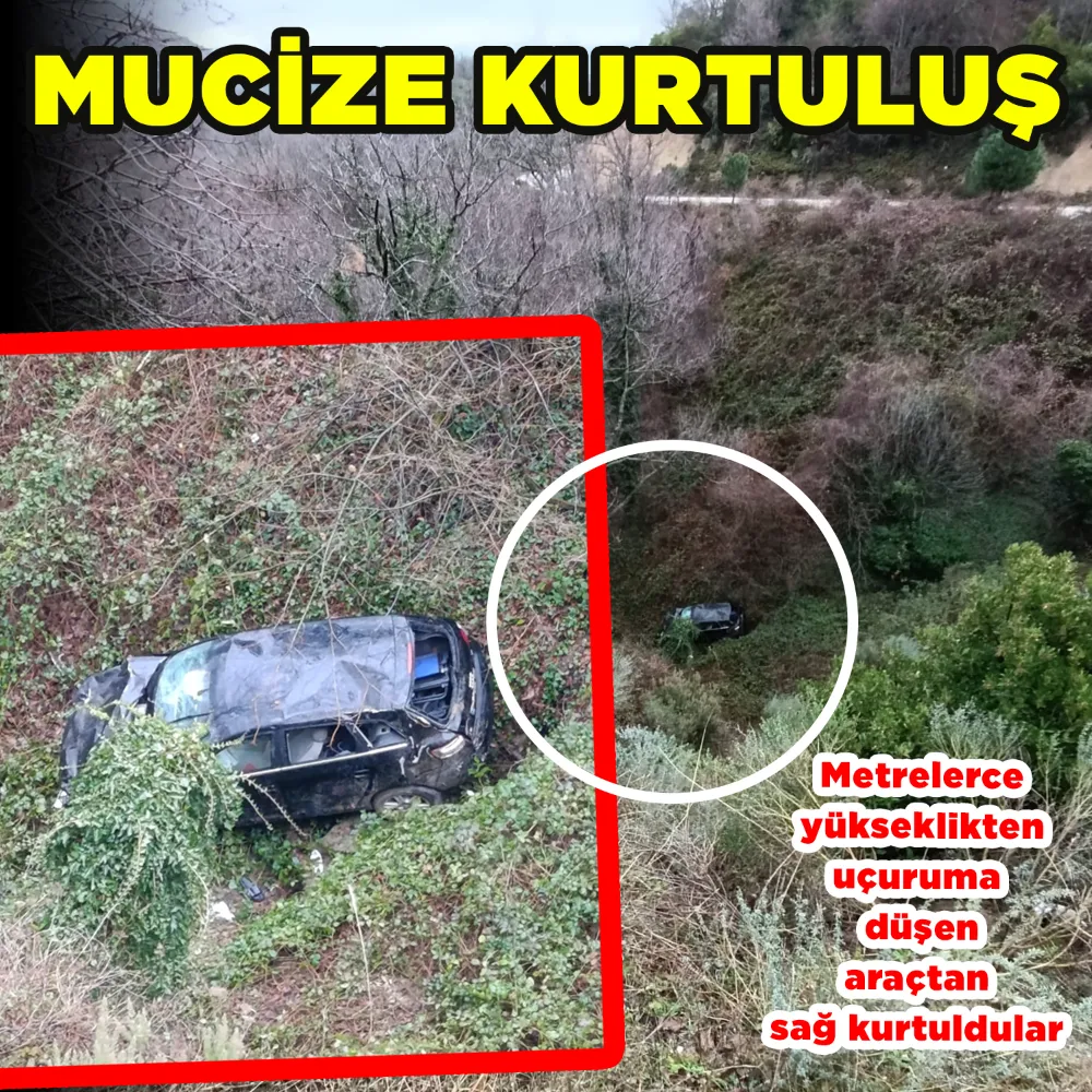 Uçuruma düşen otomobilden yaralı kurtuldular