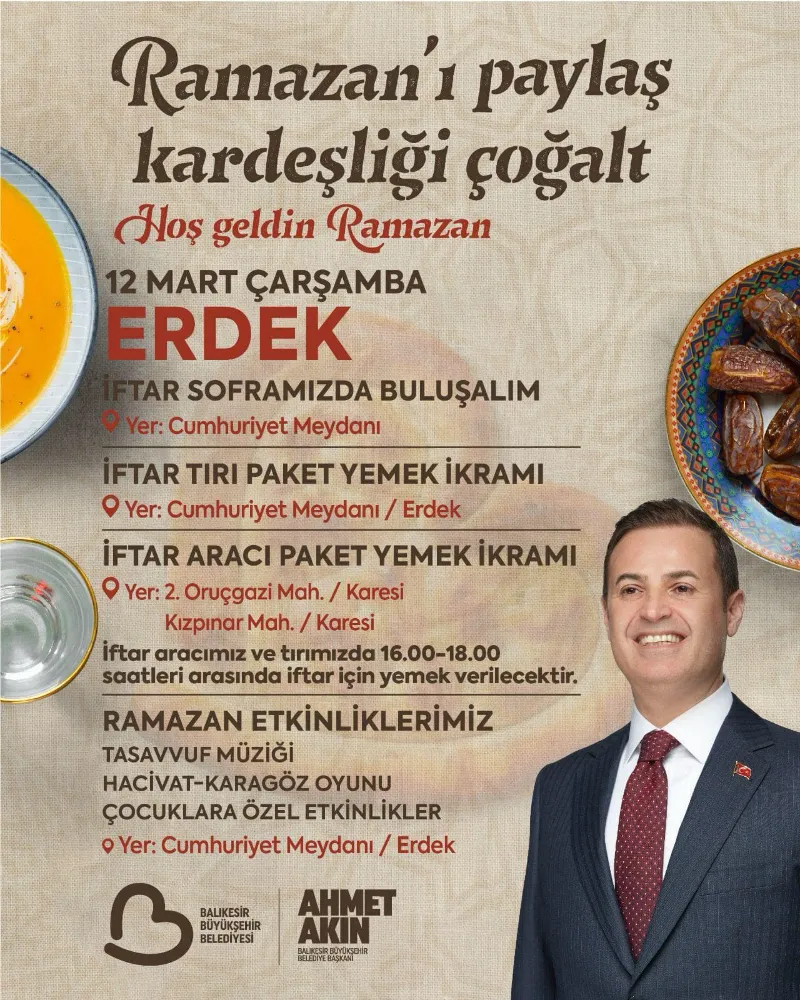 BÜYÜKŞEHİR’DEN ERDEK’TE İFTAR SOFRASI