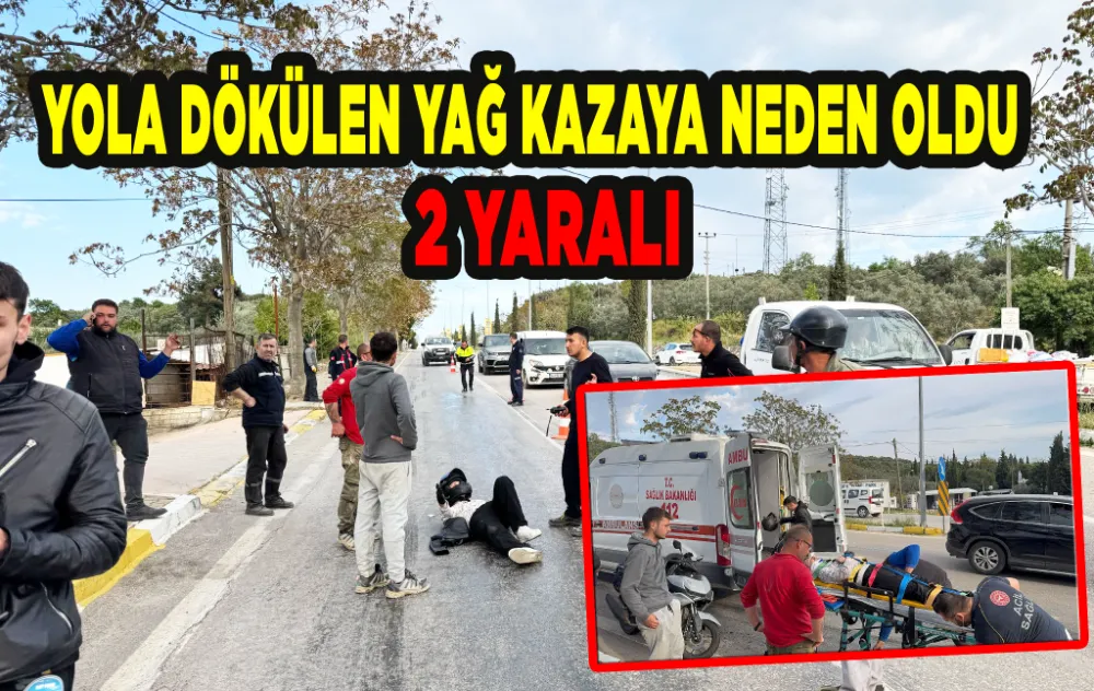 Şaftı kopan traktörden yola dökülen yağ kazaya neden oldu: 2 yaralı 