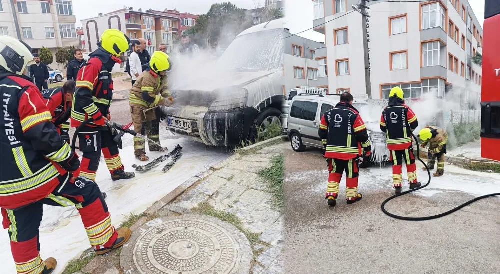 Bandırma’da Otomobil Alev Aldı 
